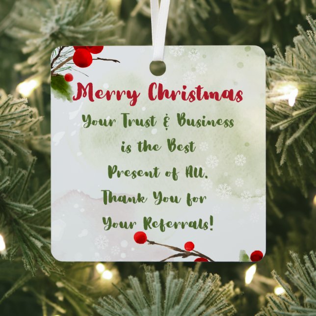 Business Christmas | Thank Client for Referral  Metal Tree Decoration (Insitu)