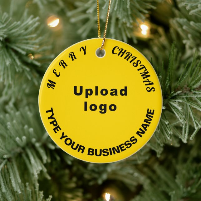 Business Christmas Yellow Circle Ceramic Ornament (Tree)
