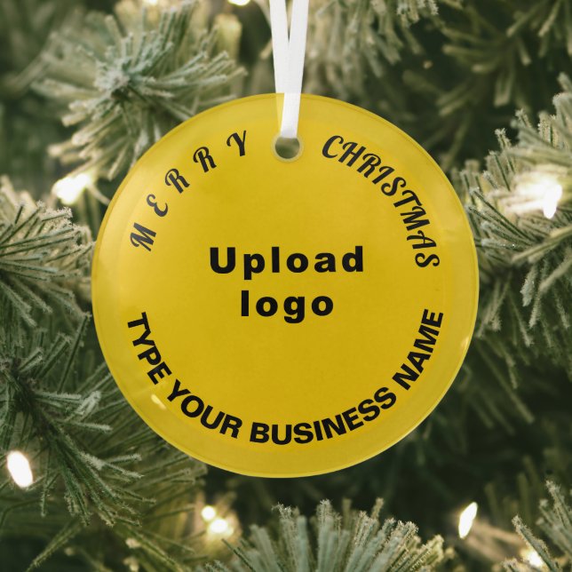 Business Christmas Yellow Circle Glass Ornament (Insitu)