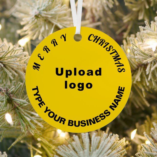 Business Christmas Yellow Circle Metal Ornament (Insitu)