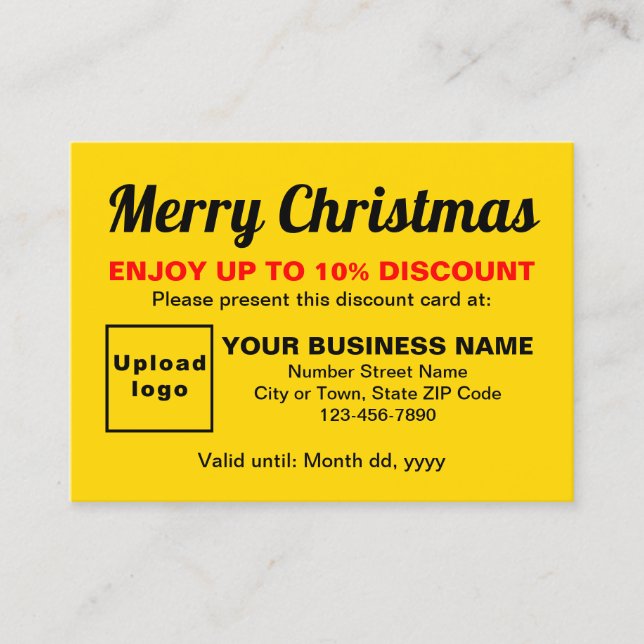 Business Christmas Yellow Discount Card (Front)