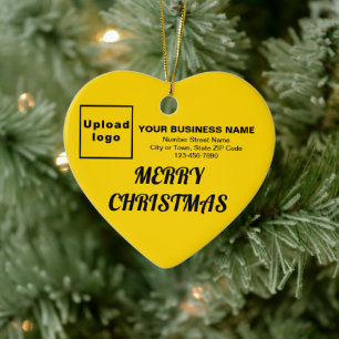 Business Christmas Yellow Heart Shape Ceramic Tree Decoration