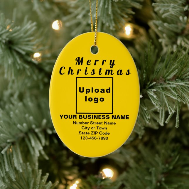Business Christmas Yellow Oval Ceramic Ornament  (Tree)