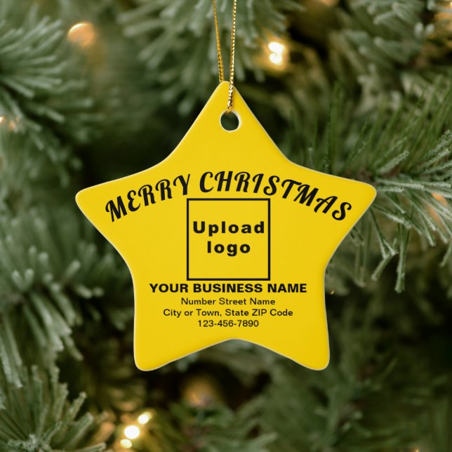 Business Christmas Yellow Star Ceramic Ornament (Tree)