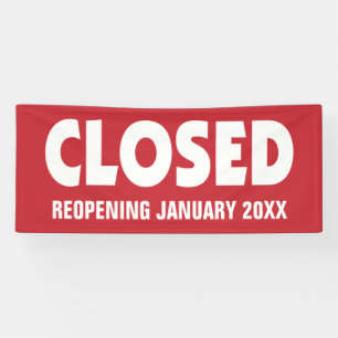 Business Closed sign with reopening or other info