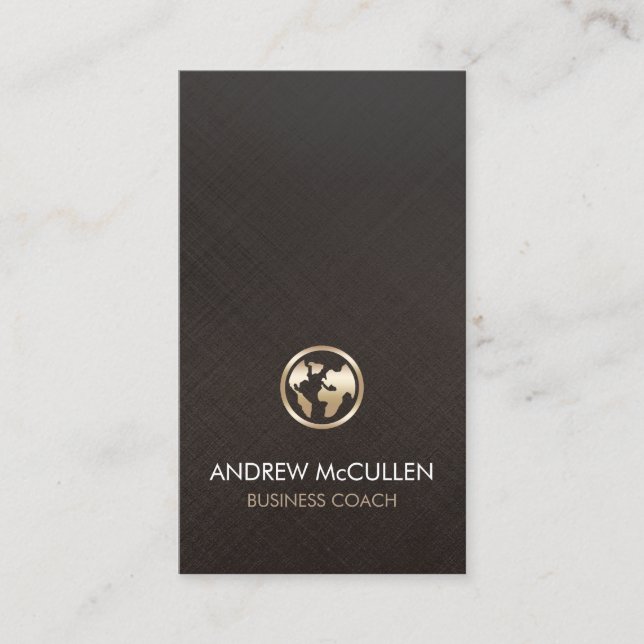 Business Coach Faux Gold Globe Icon  Card (Front)