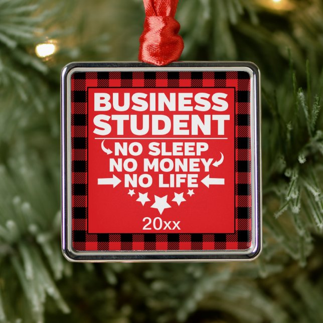Business College Student Red Plaid Xmas Metal Tree Decoration (Tree)