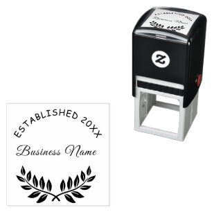 Business comapany name classic laurel wreath self-inking stamp