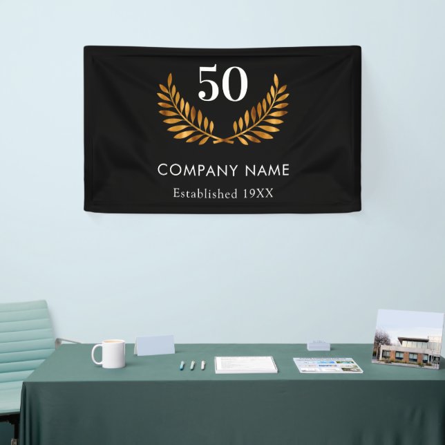 Business comapany name established black gold banner (Tradeshow)