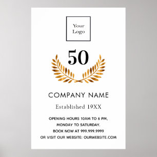 Business comapany name established white gold poster