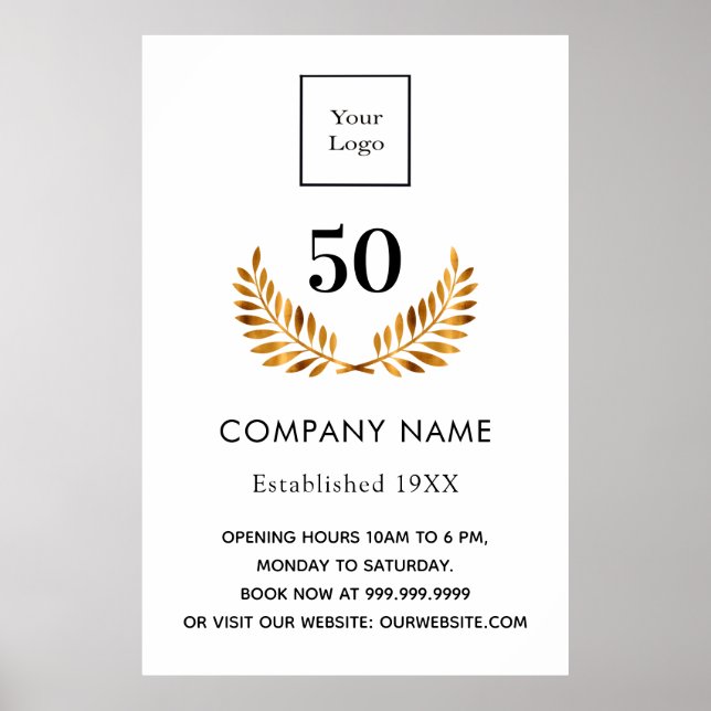 Business comapany name established white gold poster (Front)