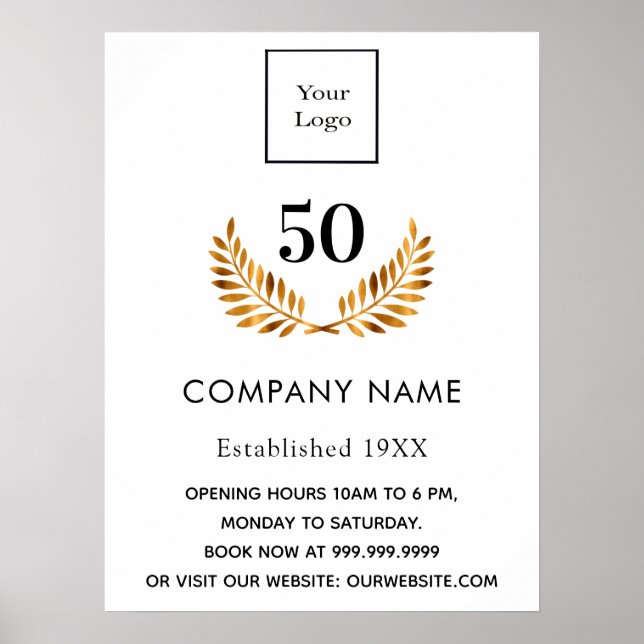 Business comapany name established white gold poster (Front)