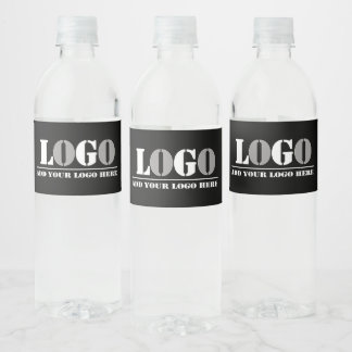 Business Company Black Create Your Own Picture   Water Bottle Label