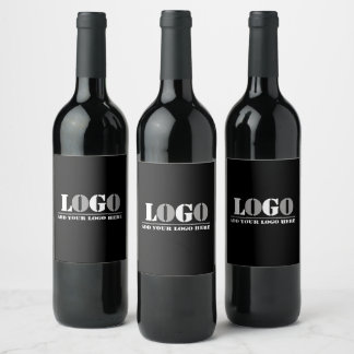 Business Company Black Create Your Own Picture   Wine Label