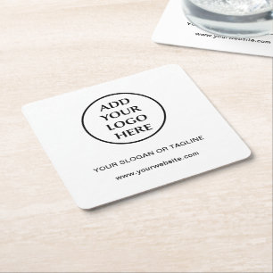 Business Company Corporate Professional Plain Logo Square Paper Coaster