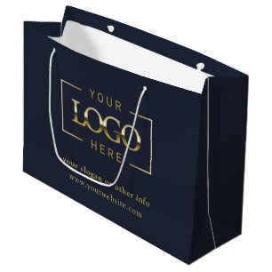  Business Company Custom Logo   Blue Promotional Large Gift Bag