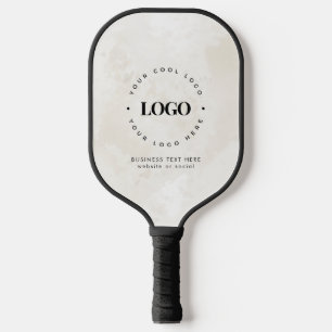Business Company Custom Logo & Text Chic Marble Pickleball Paddle