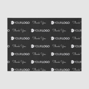 Business Company Custom Logo Thank You Black Tissue Paper