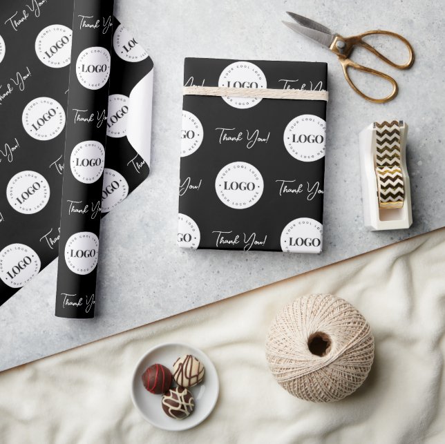 Business Company Custom Logo Thank You Minimalist  Wrapping Paper (Crafts)