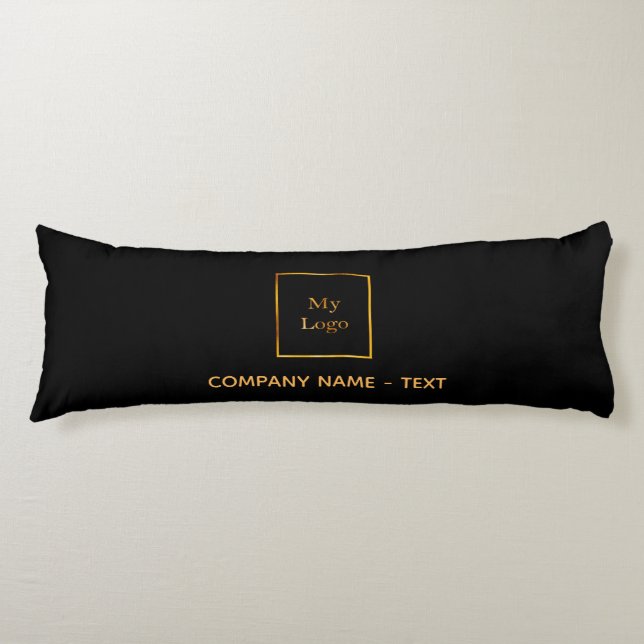 Business company logo black gold elegant body cushion (Front)