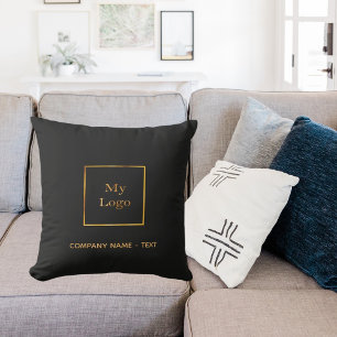 Business company logo black gold elegant cushion