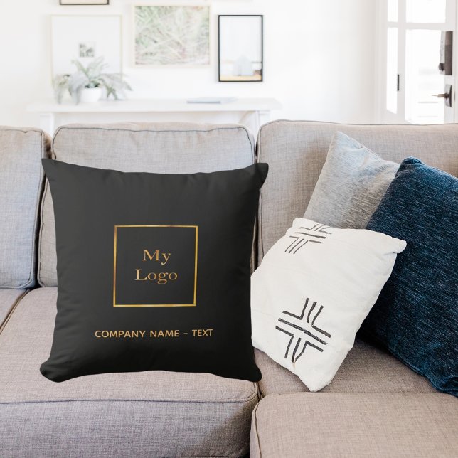 Business company logo black gold elegant cushion (Creator Uploaded)