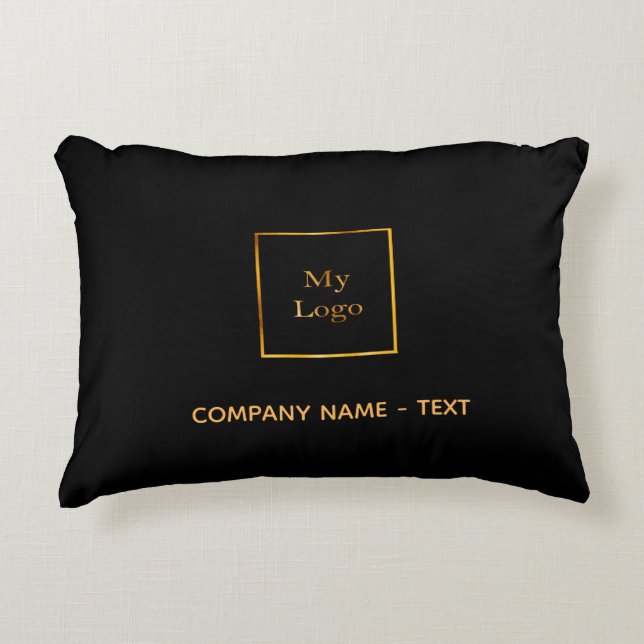 Business company logo black gold elegant modern decorative cushion (Front)