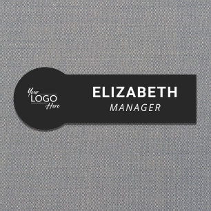 Business Company Logo Black Name Tag