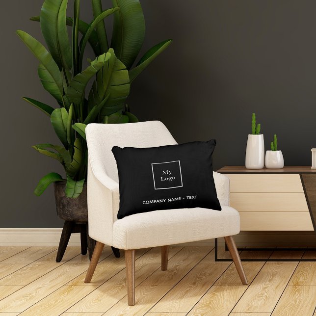 Business company logo black white elegant decorative cushion (Creator Uploaded)