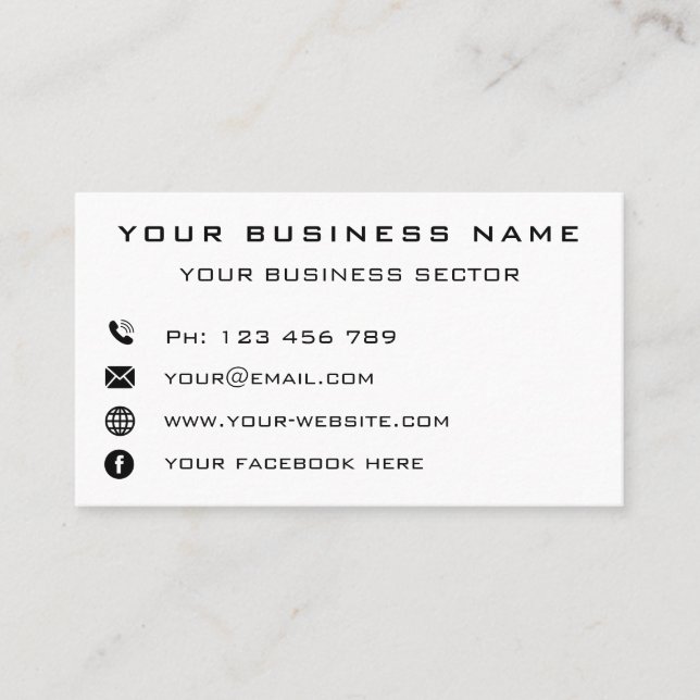 Business Company Logo Contact Info Professional Business Card (Front)