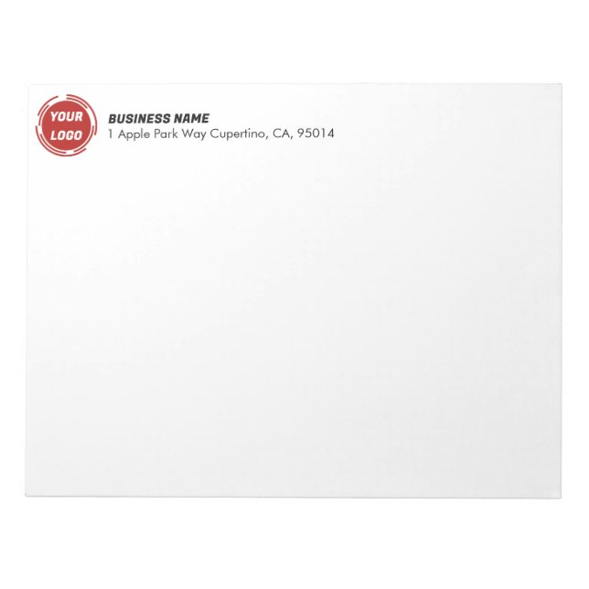 Business Company Logo CUSTOM 11" x 8.5" Notepad (Front)