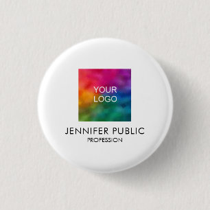 Business Company Logo Custom Add Your Text Image 3 Cm Round Badge