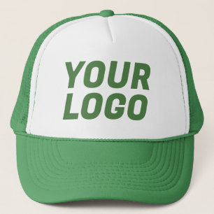 Business Company Logo CUSTOM Green & White Trucker Hat