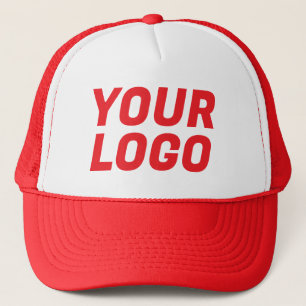 Business Company Logo CUSTOM Red & White Trucker Hat