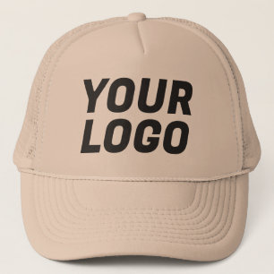 Business Company Logo CUSTOMIZABLE Khaki & Black Trucker Hat
