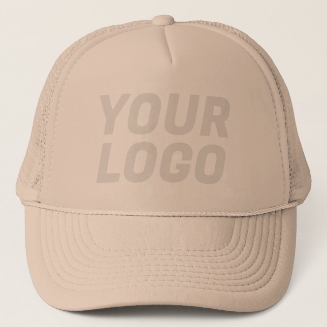 Business Company Logo CUSTOMIZABLE Khaki Trucker Hat (Front)