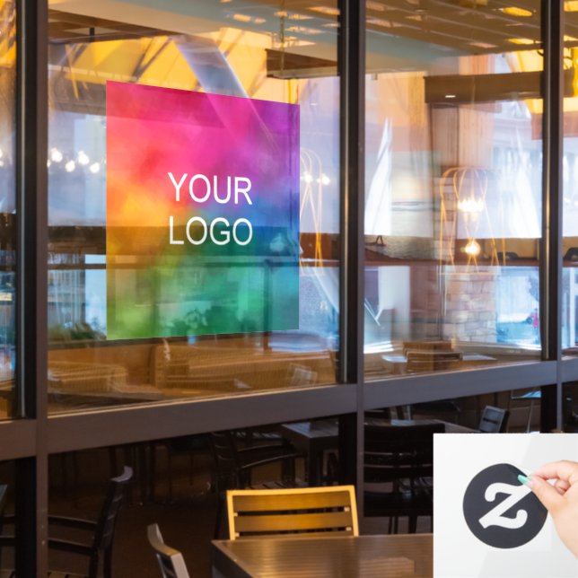 Business Company Logo Here Modern Minimal Clean Window Cling (Restaurant Window)