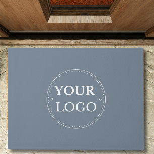 Business Company Logo Modern Branded Slate Gray Doormat