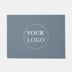 Business Company Logo Modern Branded Slate Gray Doormat