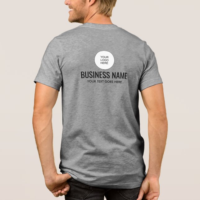 Business Company Logo & Name Template Mens Grey Tri-Blend Shirt (Back)