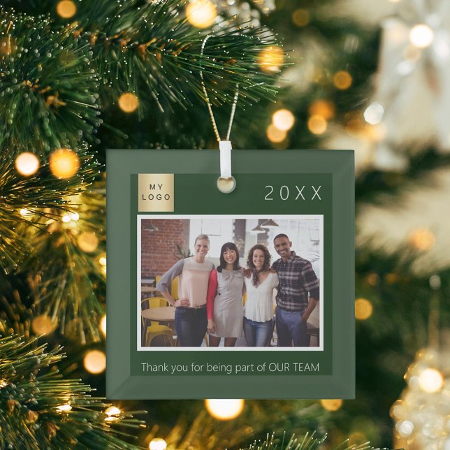 Business Company logo photo thank you green Glass Tree Decoration (Creator Uploaded)