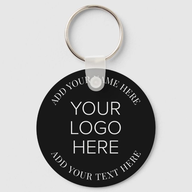 Business Company Logo Promotional Black Key Ring (Front)