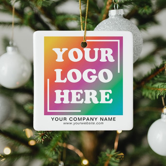 Business Company Logo Promotional Christmas Ceramic Ornament (Creator Uploaded)