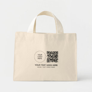 Business Company Logo QR Code Barcode Promotional Mini Tote Bag