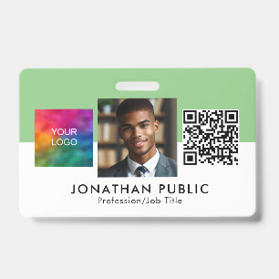 Business Company Logo QR Code Employee Modern ID Badge
