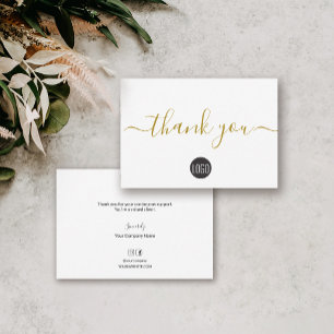 Business Company logo Social Gold Black small Thank You Card