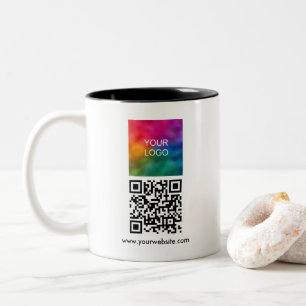 Business Company Logo Template QR Code Scannable Two-Tone Coffee Mug