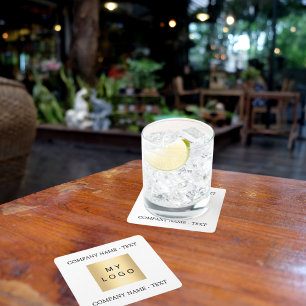 Business company logo text slogan brand colour square paper coaster
