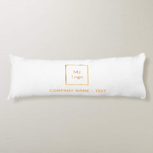Business company logo white gold elegant body cushion (Front)