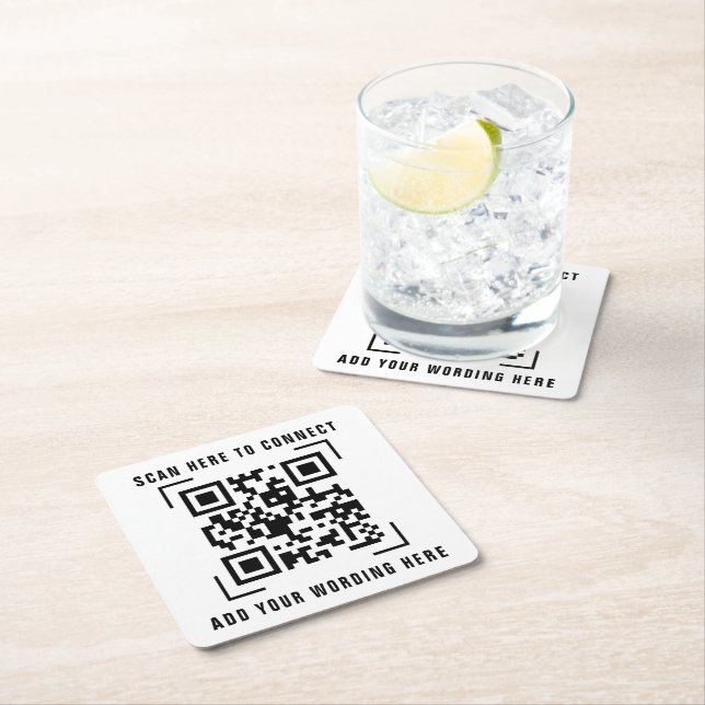 Business Company | QR Code Scan  Square Paper Coaster (Insitu)